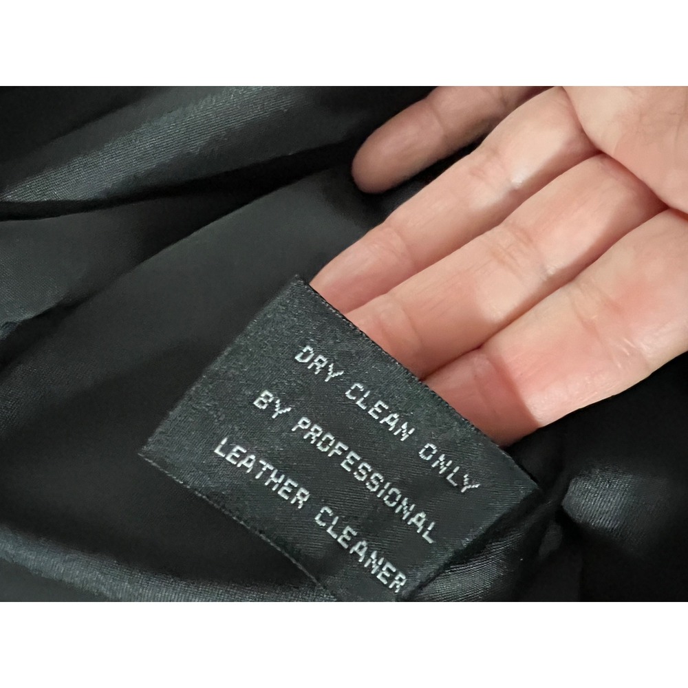 Vintage Jones New York Black Leather Peacoat Jacket Women's Large - Picture 12 of 13